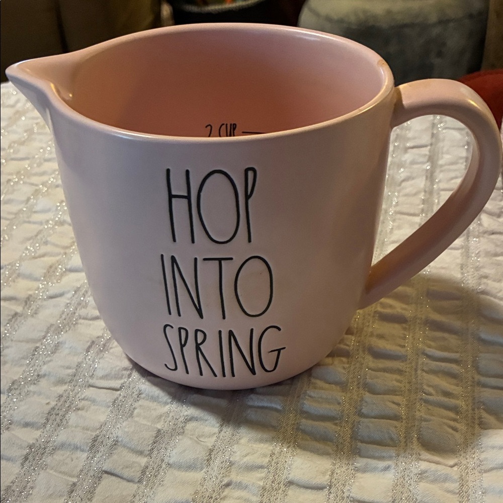 Rae Dunn Pink Ceramic Measuring Pitcher-like new